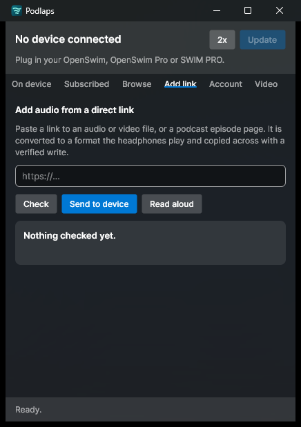 The Add link tab with a box for pasting a web address